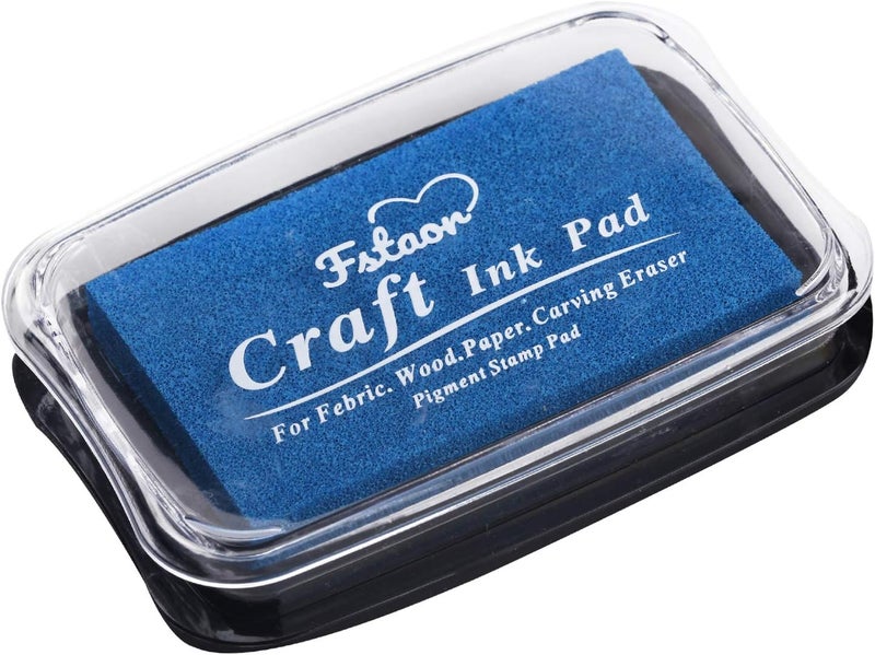Fstaor Large Blue Ink Pad for Rubber Stamps, Non-Toxic Washable Safe Stamp Pads for Kids, Ink Pads Permanent for Paper Wood Fabric - Image 1