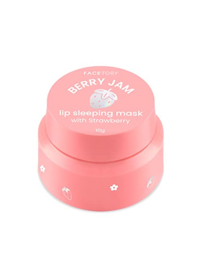FaceTory Berry Jam Lip Sleeping Mask with Strawberry Fruit Extract and Shea Butter for Softer Lips for Dry Cracked and Chapped Lips Moisturizing Protecting Nourishing 10g - Image 1