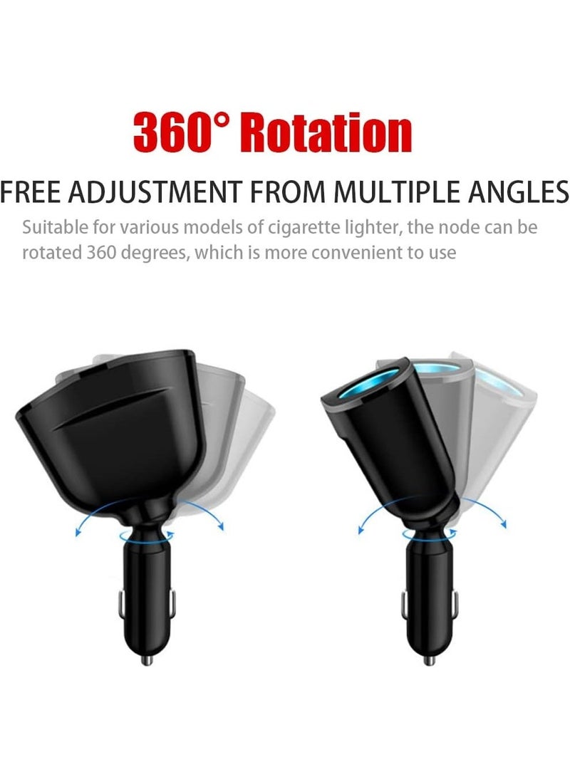 Car Cigarette Lighter Splitter, 2-Socket Cigarette Lighter Adapter with LED Voltmeter, Dual USB QC3.0 Type-C 20W PD Fast Car Charger, 12V/24V Splitter Adapter for Smart Phone GPS Dash Cam - Image 4