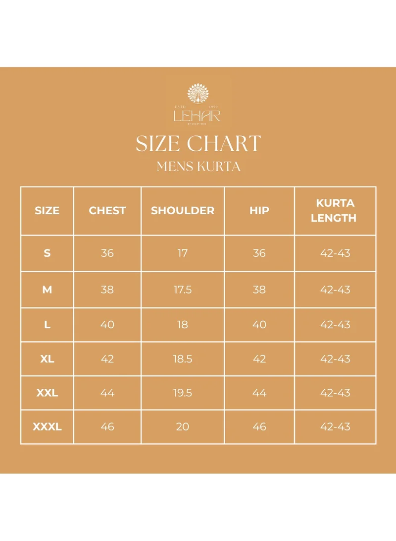 Lehar كرتا حريري رجالي بلون عاجي مطبوع باللون الأزرق