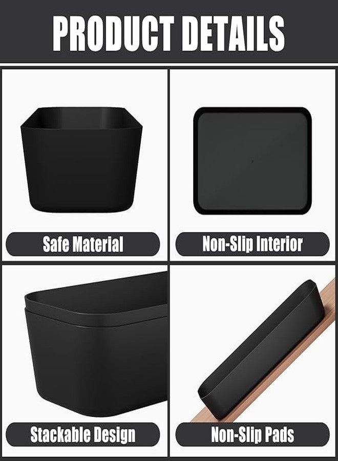 Finner Plastic Drawer Organizers Set (6 PCS) | Multipurpose Drawer Organizer Bins for Makeup, Bathroom, Kitchen & Office Storage (6, Black, Pack of 6) - Image 3