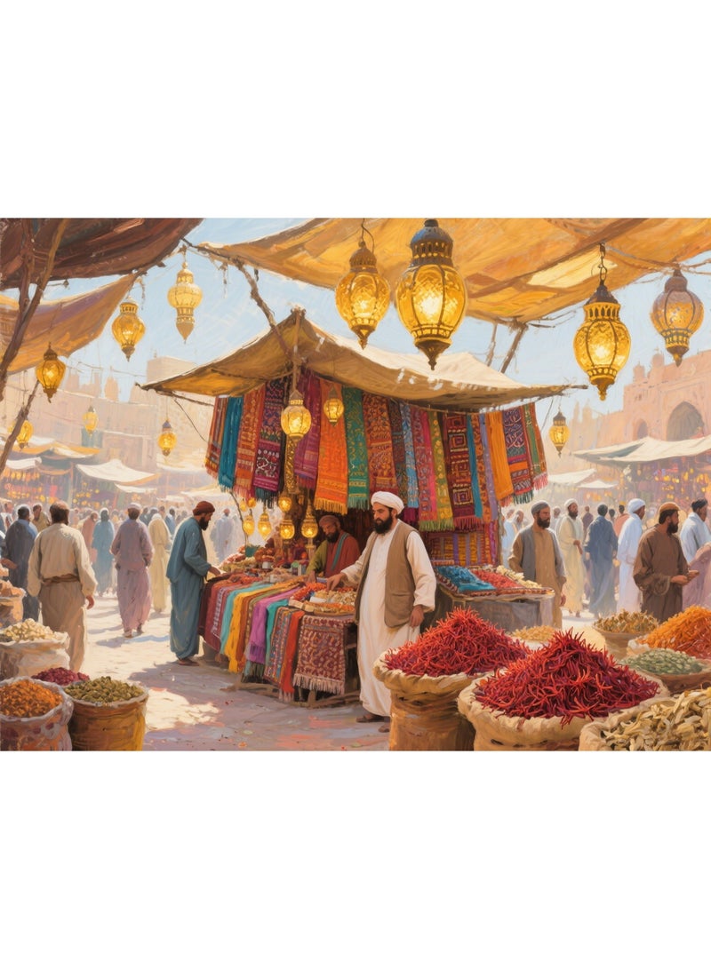 1000 pieces of Monet oil painting style Dubai spice market puzzle - colorful artistic experience - Image 1