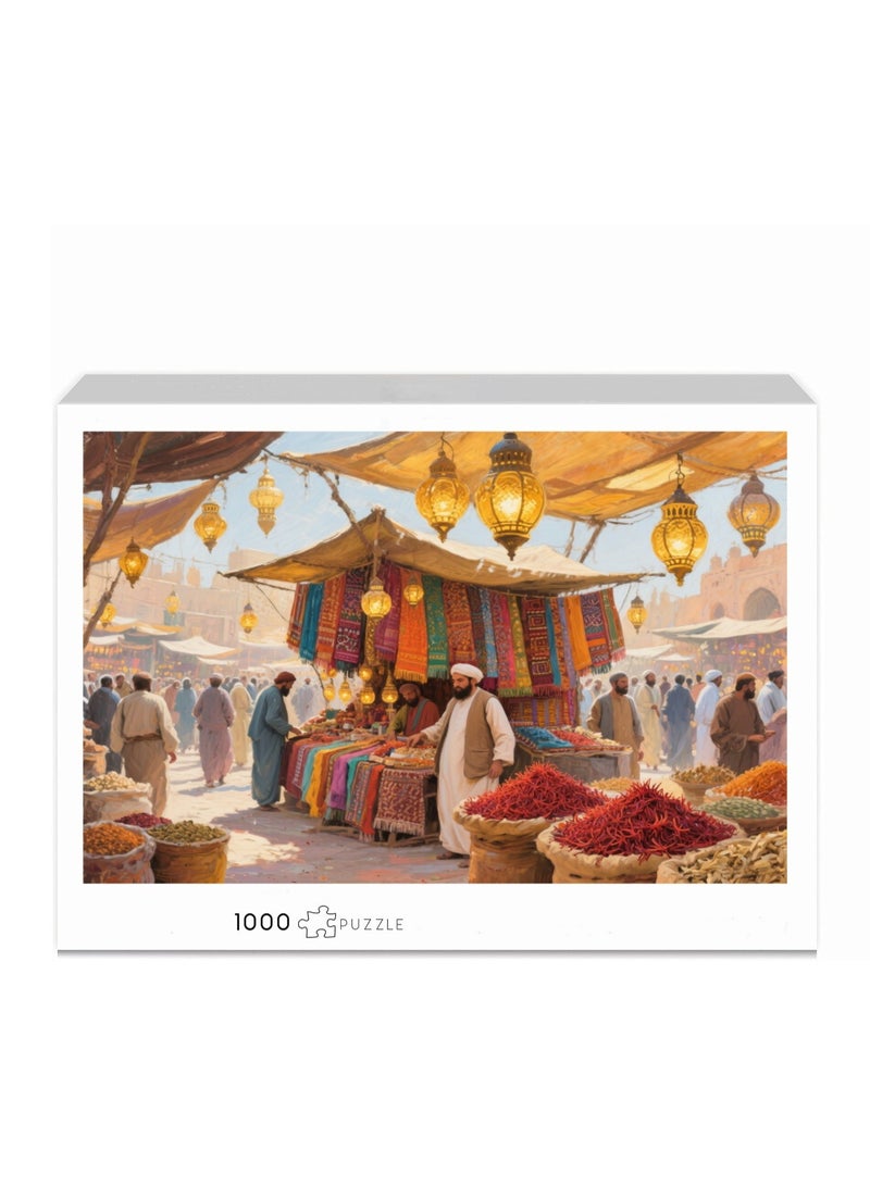 1000 pieces of Monet oil painting style Dubai spice market puzzle - colorful artistic experience - Image 2