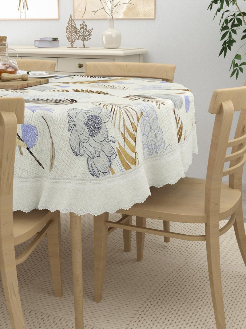 Clasiko 6 Seater Oval Dining Table Cover; 60x90 Inches or 152x228 Cms; Material - PVC; Anti Slip; Golden & Grey Leaves - Image 3