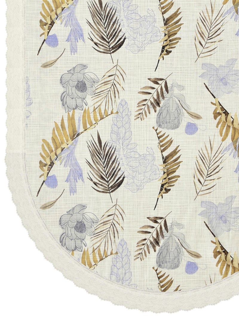 Clasiko 6 Seater Oval Dining Table Cover; 60x90 Inches or 152x228 Cms; Material - PVC; Anti Slip; Golden & Grey Leaves - Image 4