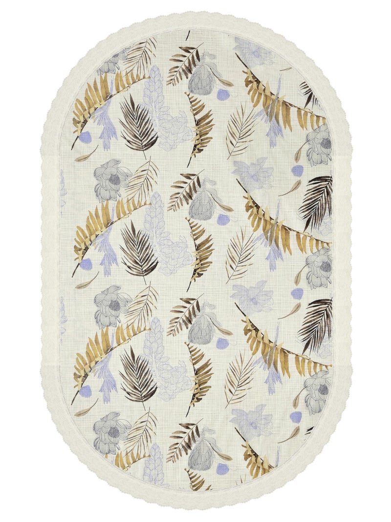 Clasiko 6 Seater Oval Dining Table Cover; 60x90 Inches or 152x228 Cms; Material - PVC; Anti Slip; Golden & Grey Leaves - Image 5