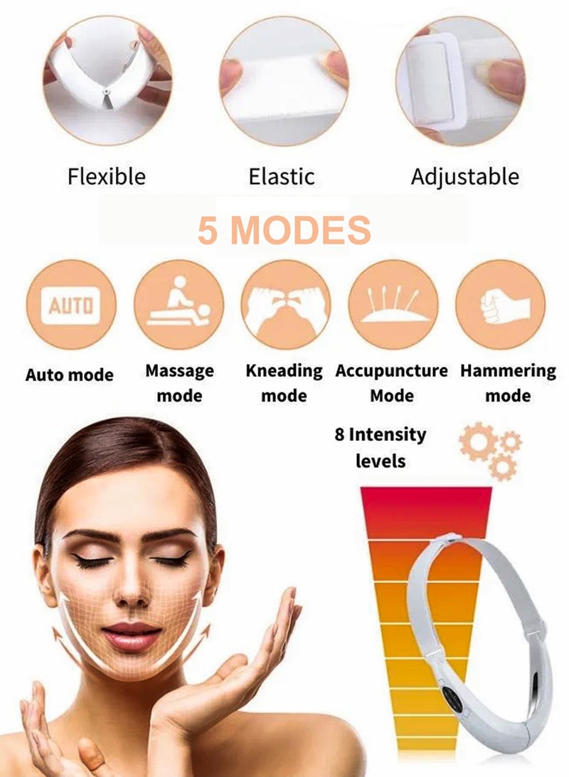 V Shaper Face Lifting Beauty Machine with EMS Vibration 5-in-1 Double Chin Reducer Face Slimming Massager Therapy for Acne Wrinkle And Skin Tightening Portable Anti Aging Device - Image 2