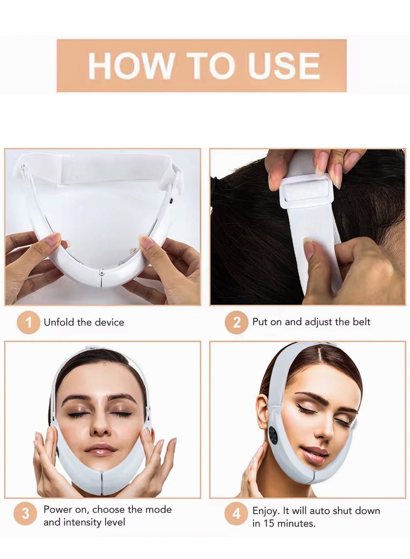 V Shaper Face Lifting Beauty Machine with EMS Vibration 5-in-1 Double Chin Reducer Face Slimming Massager Therapy for Acne Wrinkle And Skin Tightening Portable Anti Aging Device - Image 4
