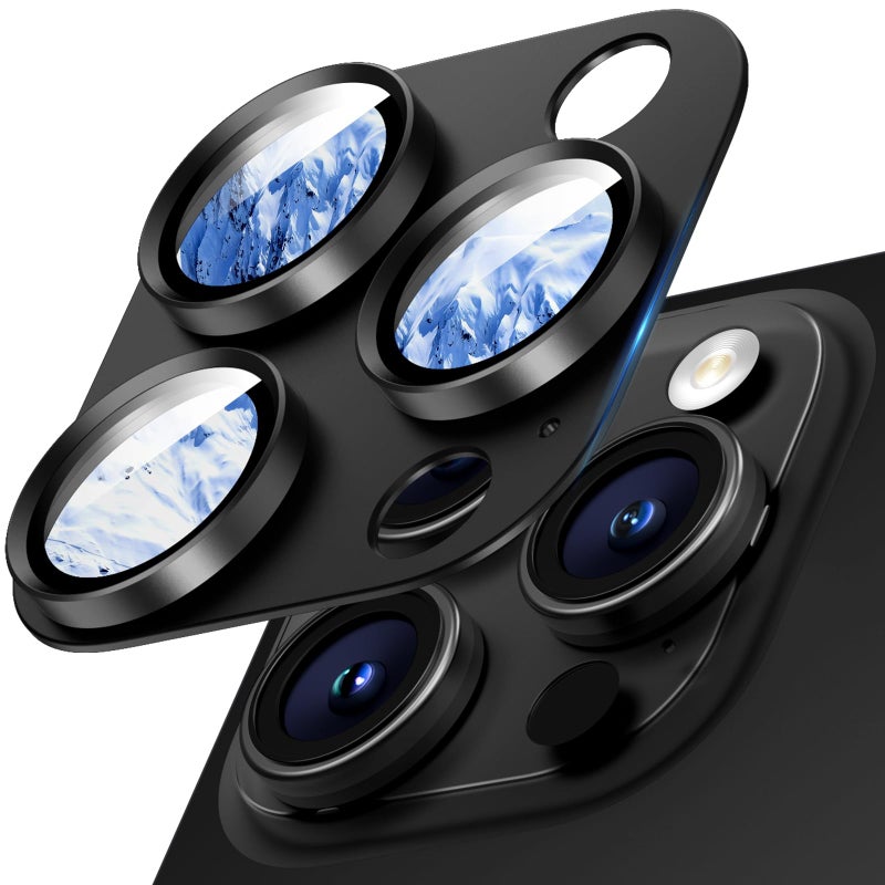 Wumigoo Camera Lens Protector for iPhone 16 Pro Max/16 Pro/iPhone 15 Pro Max/15 Pro/iPhone 14 Pro Max/14 Pro, Aluminum Alloy Sapphire Glass Camera Screen Cover, Case Friendly- Black Titanium - Image 1
