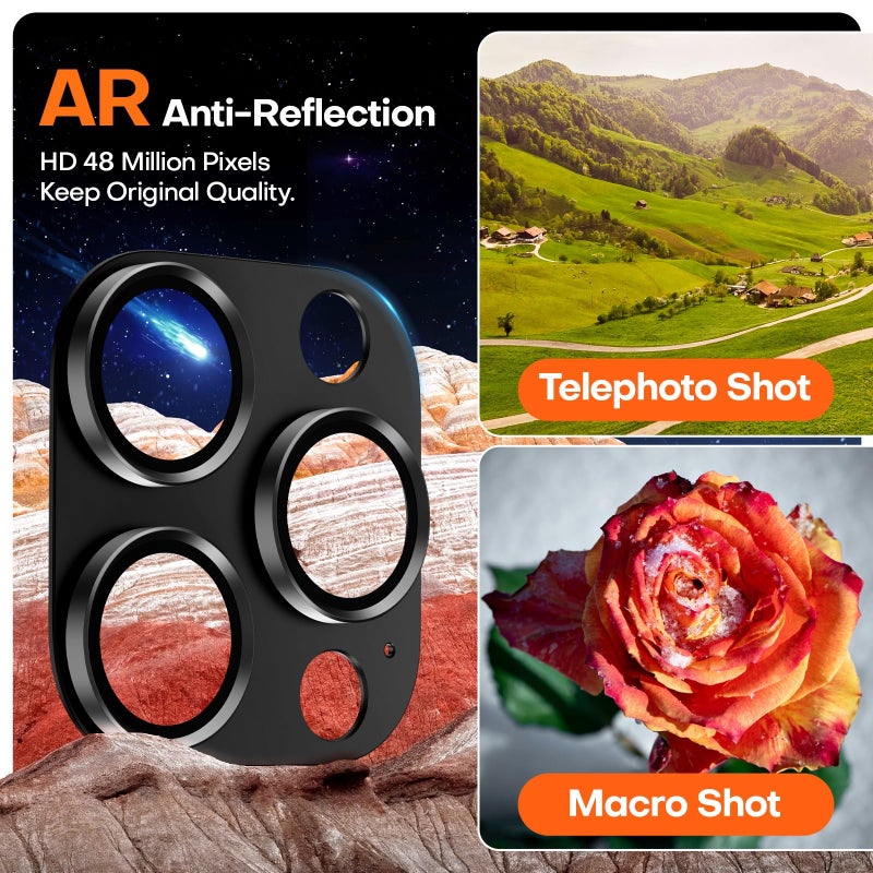 Wumigoo Camera Lens Protector for iPhone 16 Pro Max/16 Pro/iPhone 15 Pro Max/15 Pro/iPhone 14 Pro Max/14 Pro, Aluminum Alloy Sapphire Glass Camera Screen Cover, Case Friendly- Black Titanium - Image 4