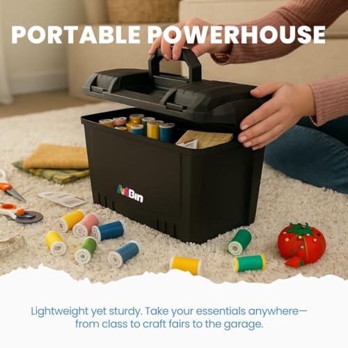 ArtBin 6917AB Sidekick XL Carrying Case, Portable Art & Craft Organizer with Handle, [1] Plastic Storage Case, Black - Image 4