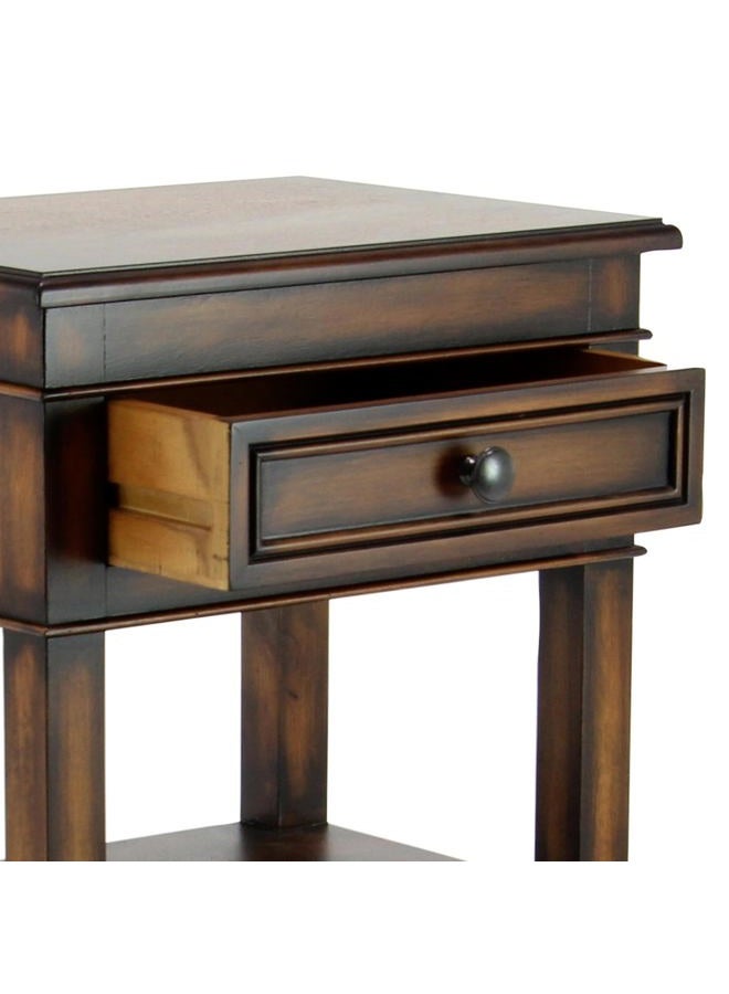 Deco 79 طاولة جانبية من الخشب الصنوبري التقليدي، 16" × 12" × 29"، بني - Image 4