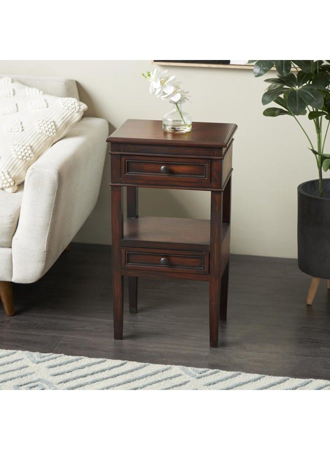 Deco 79 طاولة جانبية من الخشب الصنوبري التقليدي، 16" × 12" × 29"، بني - Image 3