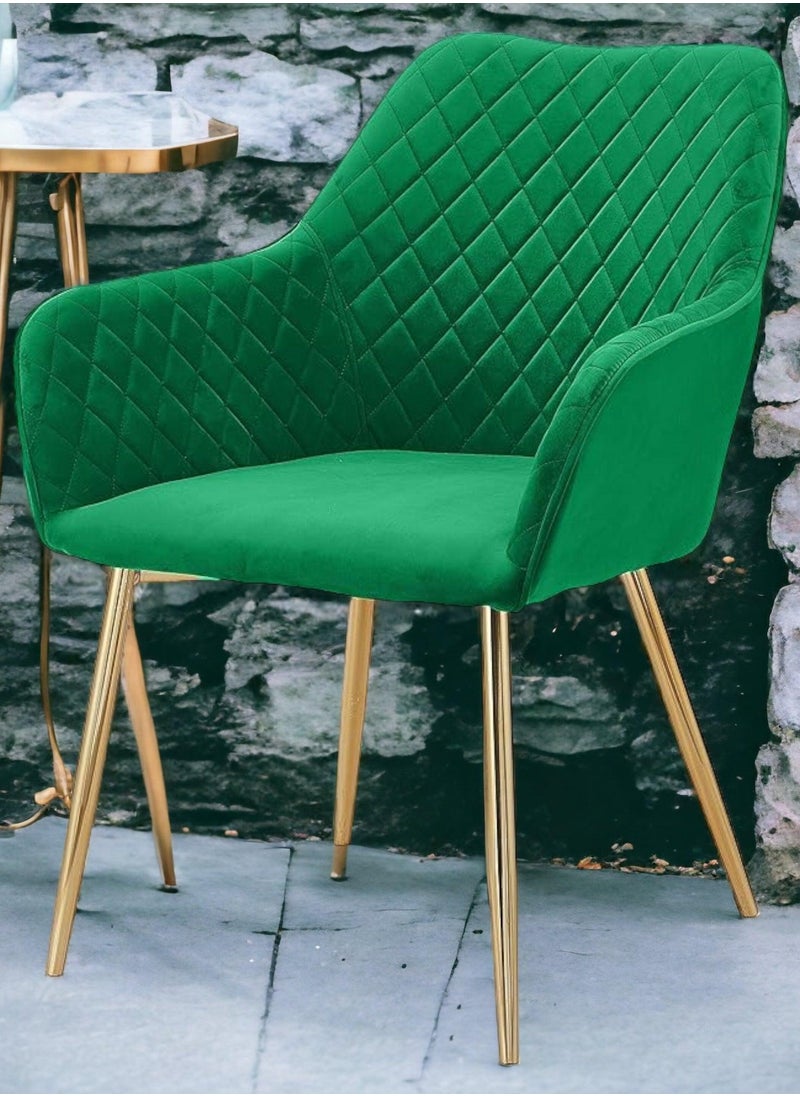Wooden Twist Wooden Twist Stria Modern Cafe Dining Chair Metal Legs (Green)  - Image 1