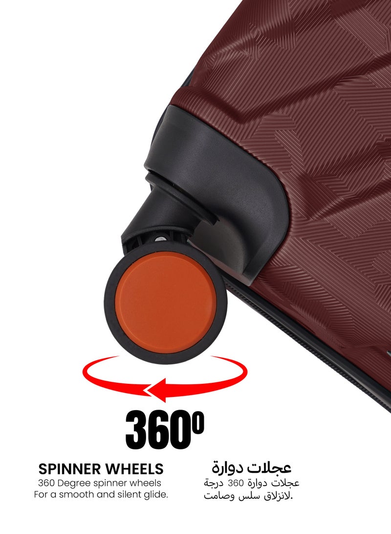 PARAJOHN طقم حقائب تروككر الحضرية 3 قطع من ABS - بورجوندي - Image 4