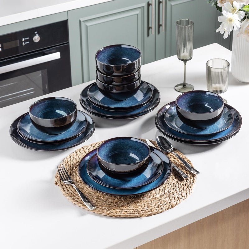 LERATIO Ceramic Dinnerware Sets for 4,Stoneware Coupe Plates and Bowls Sets,Highly Chip and Crack Resistant | Dishwasher & Microwave & Oven Safe Dishes set,Reactive Glaze Dinnerware- Service for 4 - Image 4