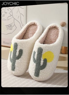 Joychic Cactus Pattern Comfortable Home Slippers Autumn and Winter Plush Warm Thick-soled Bedroom Indoor Slipper for Women Men Couple  - Image 2