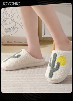 Joychic Cactus Pattern Comfortable Home Slippers Autumn and Winter Plush Warm Thick-soled Bedroom Indoor Slipper for Women Men Couple  - Image 3