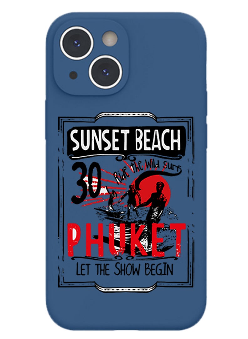 Theodor Protective Slim Fit Case Liquid Silicone Cover with Full Body Protection Anti-Scratch Shockproof Case For iPhone 15 Plus Blue  - Surf California copy - Image 1