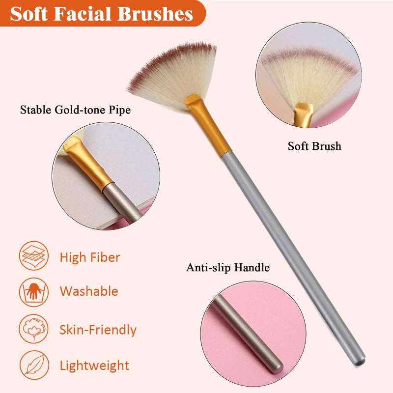 JewelryWe Pack of 2 Fan Mask Brushes Acid Applicator for Glycolic Peel/Masques 2 pieces - Image 2