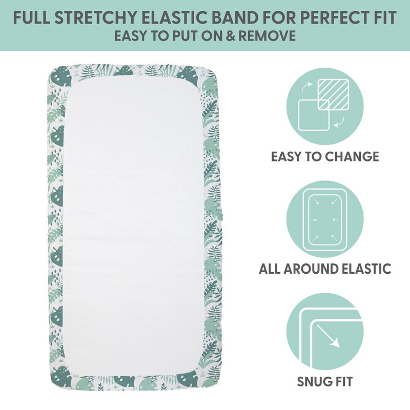 The Peanut Shell The Peanutshell 4-Pack Fitted Crib Sheet Set - Super Soft & Breathable Baby Girl or Boy Crib Sheets, Nursery Decor, Fit for Standard Mattress Cover - Green Botanical - Image 4