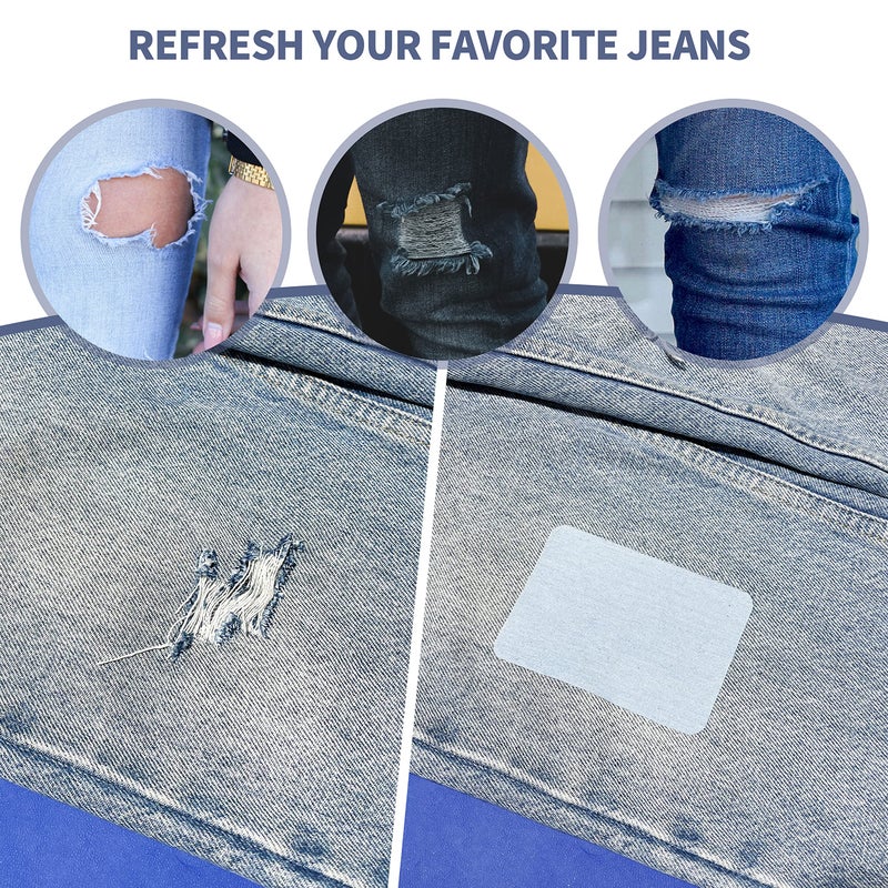 KING MOUNTAIN Iron-on Repair Patch 20 Pcs Pack,Denim Patches for Jeans Kit 3" by 4-1/4",100% Cotton Denim Iron-on Repair Patch,Jeans and Clothing Repair and Decoration Kit (Five Color 1.0) - Image 3