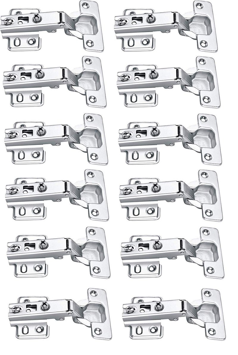 Met Craft Steel Auto Close (Non Soft Close) Slide On Concealed Hinges for Full Overlay Door Pack of 6 Pair (0 Degree Crank,Silver) - Image 1