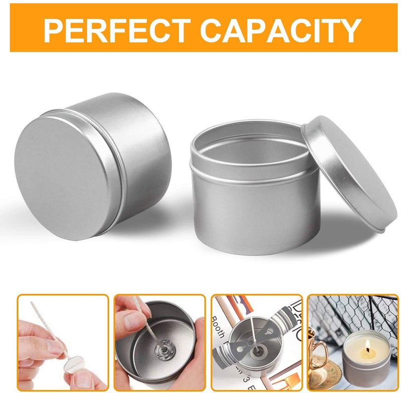 DINGPAI 27pcs Candle Tins, 2oz Metal Tins, Round Empyt Candle Containers for Candle Making, Party Favors, Spices & Gifts - Image 3