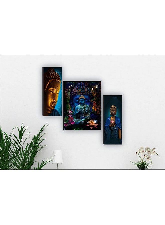 SAF مجموعة لوحات SAF من 3 لوحات دينية لبوذا لتزيين المنزل، لوحات لغرفة المعيشة مع إطار، لوحة جدارية 12 بوصة × 18 بوصة Saf-Jm31046، متعددة الألوان - Image 2