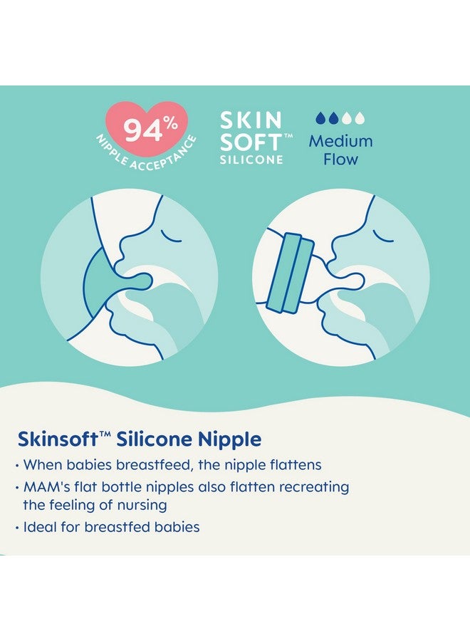 MAM Feel Good Medium Flow Premium Glass Baby Bottles, Easy Switch Between Breast and Bottle, 9oz, 0+ Months, Unisex, 3 Pack - Image 3