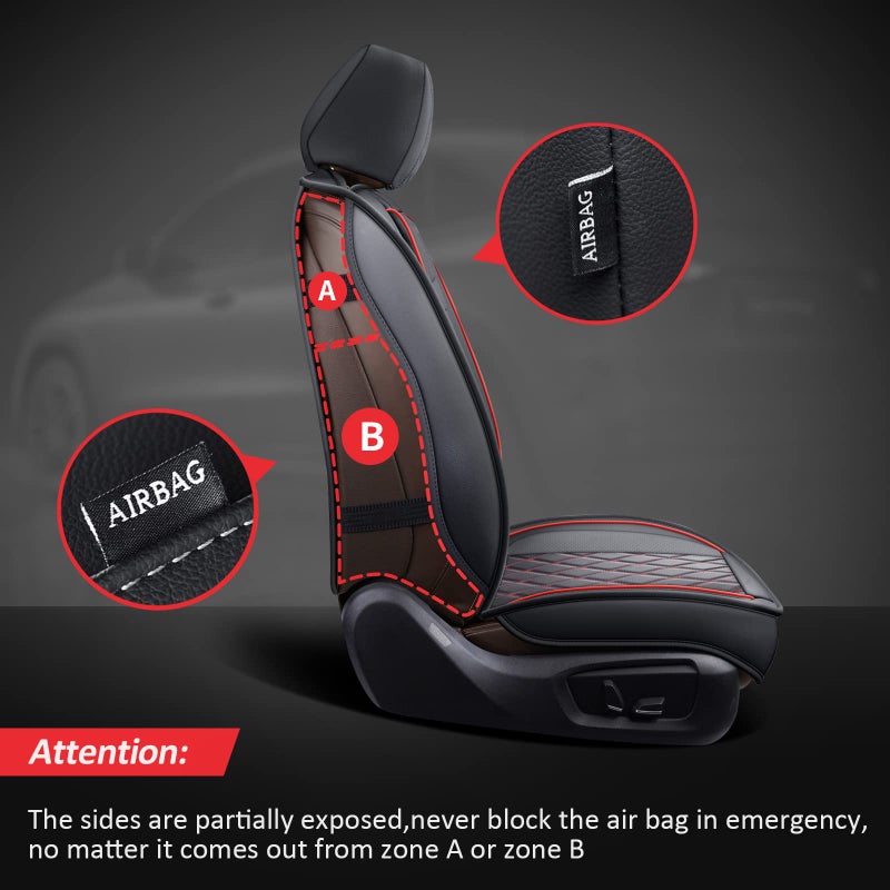 MIROZO Front Seat Covers,2PCS Car Seat Covers Red Waterproof Seat Protector Automotive Vehicle Cushion Cover Universal Fit for Most Sedan, Truck and SUV for Sentra Altima Maxima (Black and Red) - Image 2
