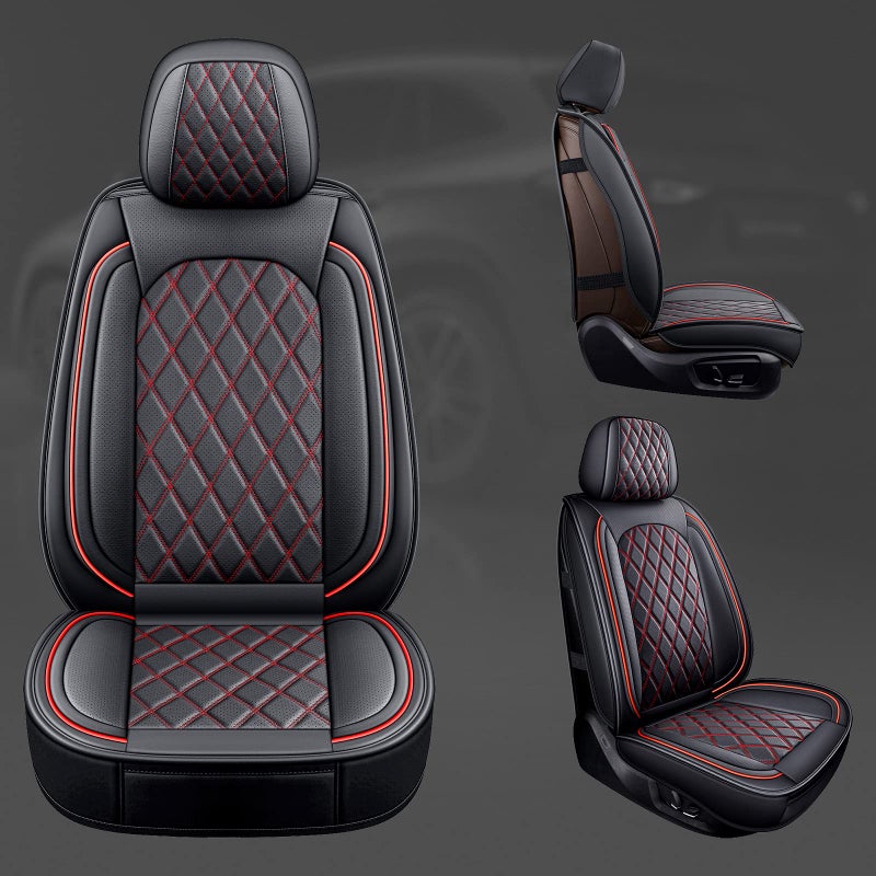 MIROZO Front Seat Covers,2PCS Car Seat Covers Red Waterproof Seat Protector Automotive Vehicle Cushion Cover Universal Fit for Most Sedan, Truck and SUV for Sentra Altima Maxima (Black and Red) - Image 4