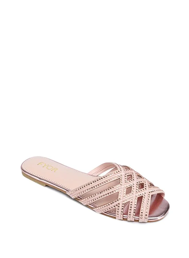 FYOR Crystal Studded Multi-Strap Flat Sandal MY 399
