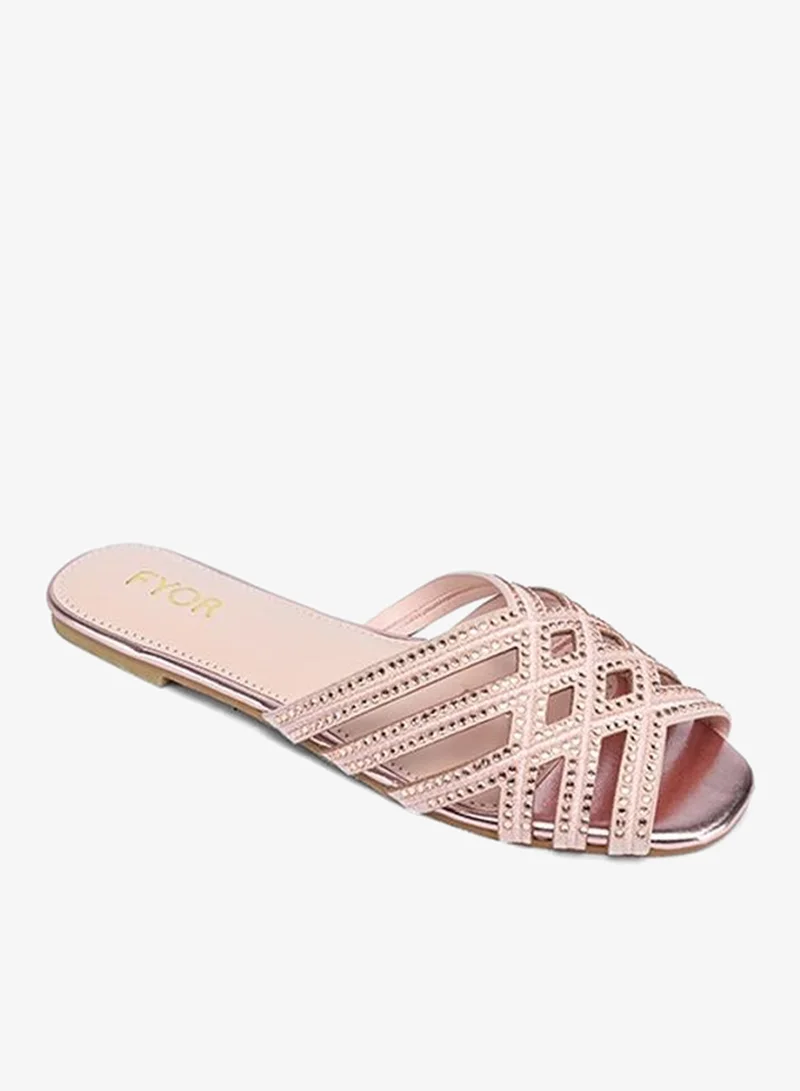 FYOR Crystal Studded Multi-Strap Flat Sandal MY 399