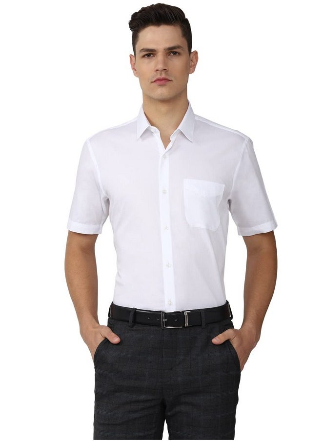 Peter England Peter England Men's Solid Regular Fit Shirt (PESHMNUB750415_White 42)  - Image 1