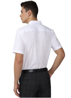 Peter England Peter England Men's Solid Regular Fit Shirt (PESHMNUB750415_White 42)  - Image 3