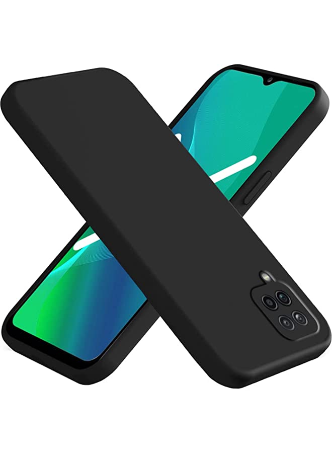 vesus Samsung Galaxy A12 Case Cover Silicone Leather Texture Armor Bumper Soft Case For Samsung Galaxy A12 Black