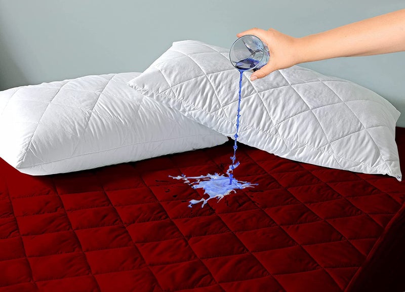 CHICERY Cotton Elastic Strap Quilted Mattress Protector King Size Water Resistant Breathable Soft and Cool Quilted Bed Cover Elastic Straps on CornersMaroonKing Size 72x78inch - Image 3