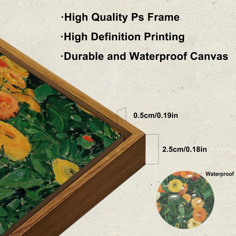 KBKBART Vintage Wall Art Home Decor, Framed Canvas Wall Art Colorful Marigolds Flowers Painting Picture, Vintage Antique Moody Wall Decor Prints for Bedroom Bathroom Decor(8"x10") - Image 3
