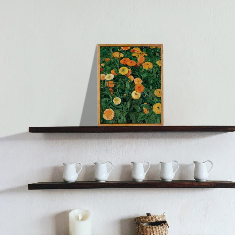 KBKBART Vintage Wall Art Home Decor, Framed Canvas Wall Art Colorful Marigolds Flowers Painting Picture, Vintage Antique Moody Wall Decor Prints for Bedroom Bathroom Decor(8"x10") - Image 5