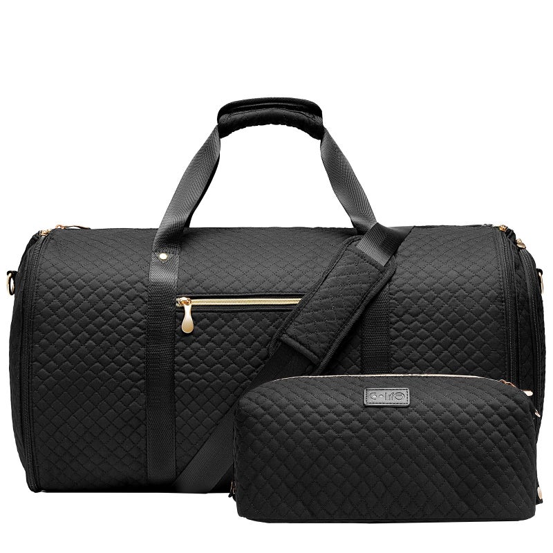Coolife Garment Bag Carry On Convertible Travel Duffel Bag with Shoe Pouch Weekender Bag for Women Men 2 in 1 Hanging Suit Bag with Shoulder Strap Business Travel Bag (Black, Standard) - Image 1