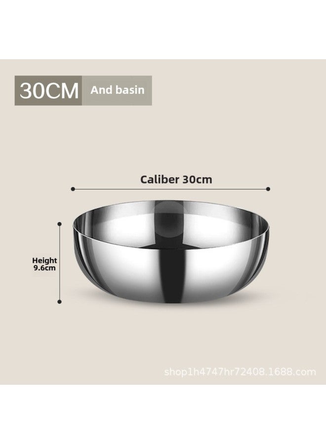 Three-layer Steel 316 And Basin With Lid Non-stick Basin Household Baking Noodles Hair Basin Kneading Basin Egg Bowl-Color:Three-layer Steel And Basin 30cm - Image 1