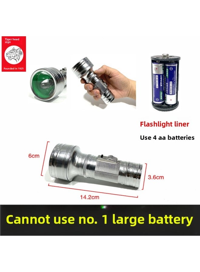 Tiger Head Brand Flashlight Old-fashioned 2 Section 3 Section 1 2 Kaida Panda Nostalgic Iron Small Flashlight Household Warm Light Constant