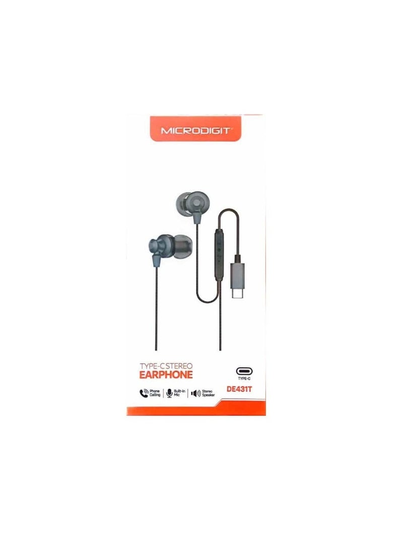 Micro Digit MICRODIGIT DE431T USB-C Wired Earbuds – Stereo Sound, Calling Support & Volume Control - Image 2