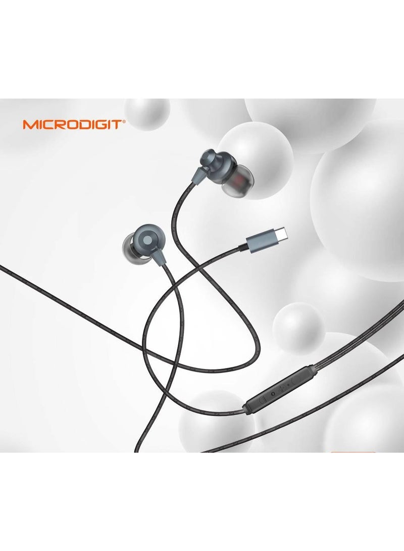 Micro Digit MICRODIGIT DE431T USB-C Wired Earbuds – Stereo Sound, Calling Support & Volume Control - Image 1