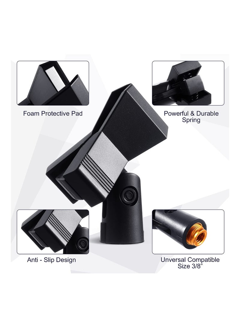 SYOSI Mic Clips for Stands, 4 Pieces Microphone Clip Holder, with 4 Adapters, Adjustable Microphone Holder, Wireless Mic Holder Clamp, for Mic Stand, with 5/8 Inch Male to 3/8 Inch Female Adapter - Image 5