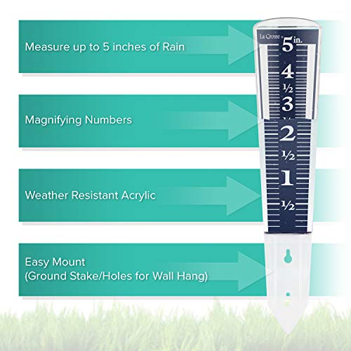 La Crosse Technology La Crosse 704-1531 Large Magnifying Easy Read 5-Inch Capacity Acrylic Rain Gauge, Black-Blue, Black-Blue - Image 3