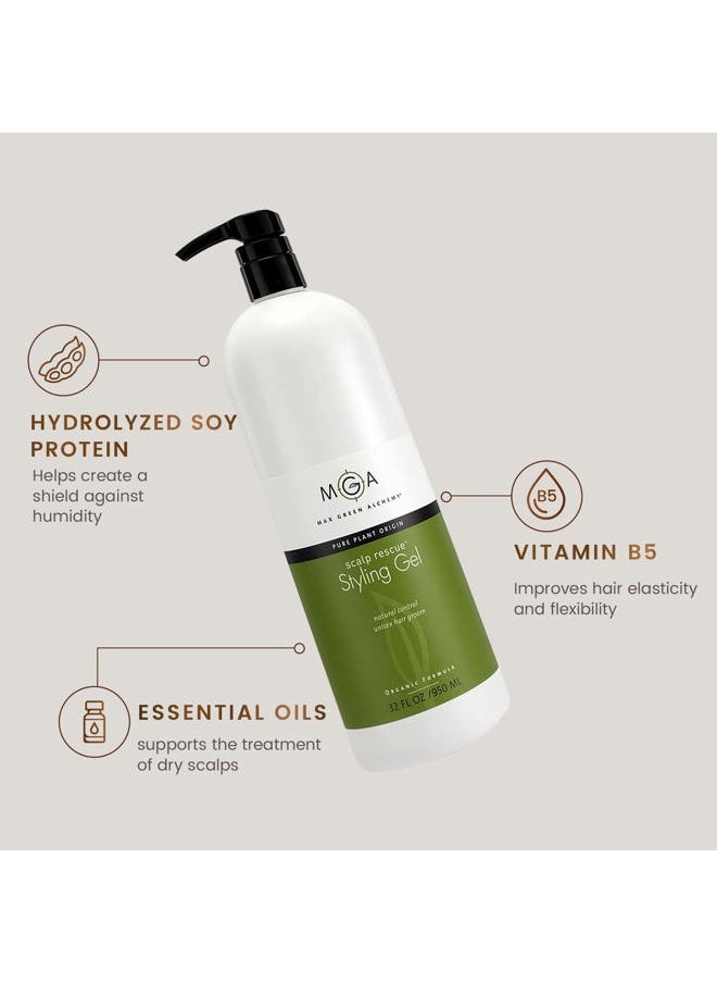 Max Green Alchemy MGA Vegan Hair Styling Gel - Scalp Rescue Organic Formula for Flexible & Natural Hair Style | Curly Hair Products for Men & Women Provides Frizz Control | Alcohol Free & Color Safe Hair Gel | 32 Fl Oz  - Image 2