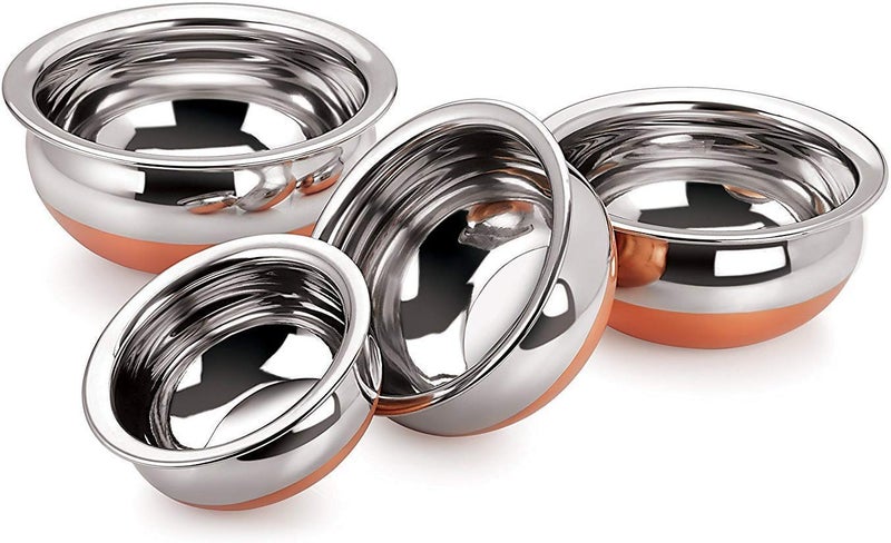 RBGIIT Stainless Steel with Copper Bottom 4 PIC Handi Set for Regular Kitchen USE - Image 1