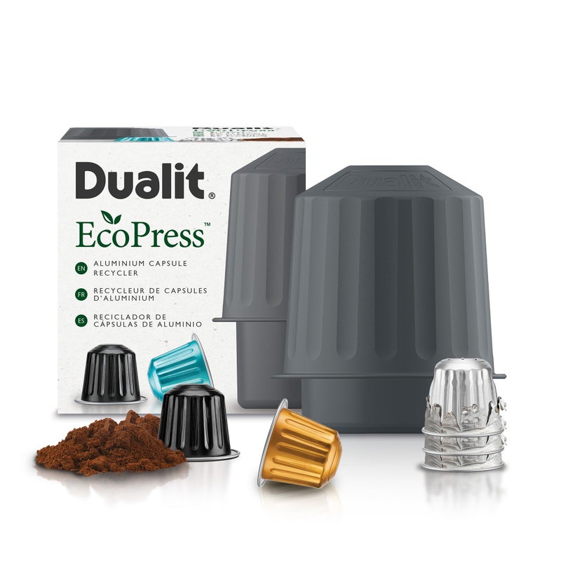 Dualit EcoPress Aluminium Coffee Capsule Recycling Tool Nespresso Compatible Recycler Premium Eco Friendly Tool Nespresso Capsules Coffee Grounds